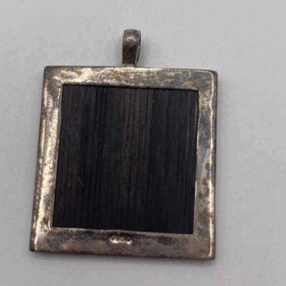 Sterling Silver Square Tapestry Pendant on Sterling Box Chain - Picture 5 of 5